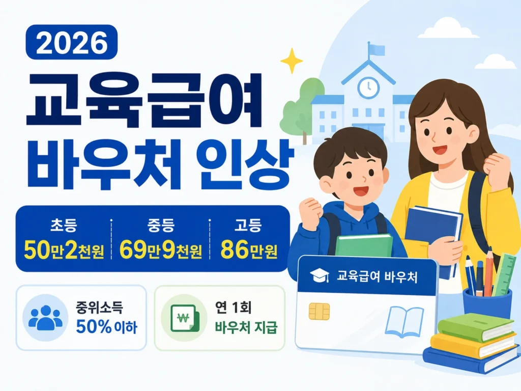 2026 교육급여 바우처 인상 초등 50만2천원 고등 86만원