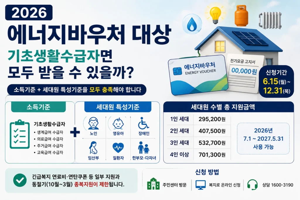 2026 에너지바우처 대상과 세대원 특성기준