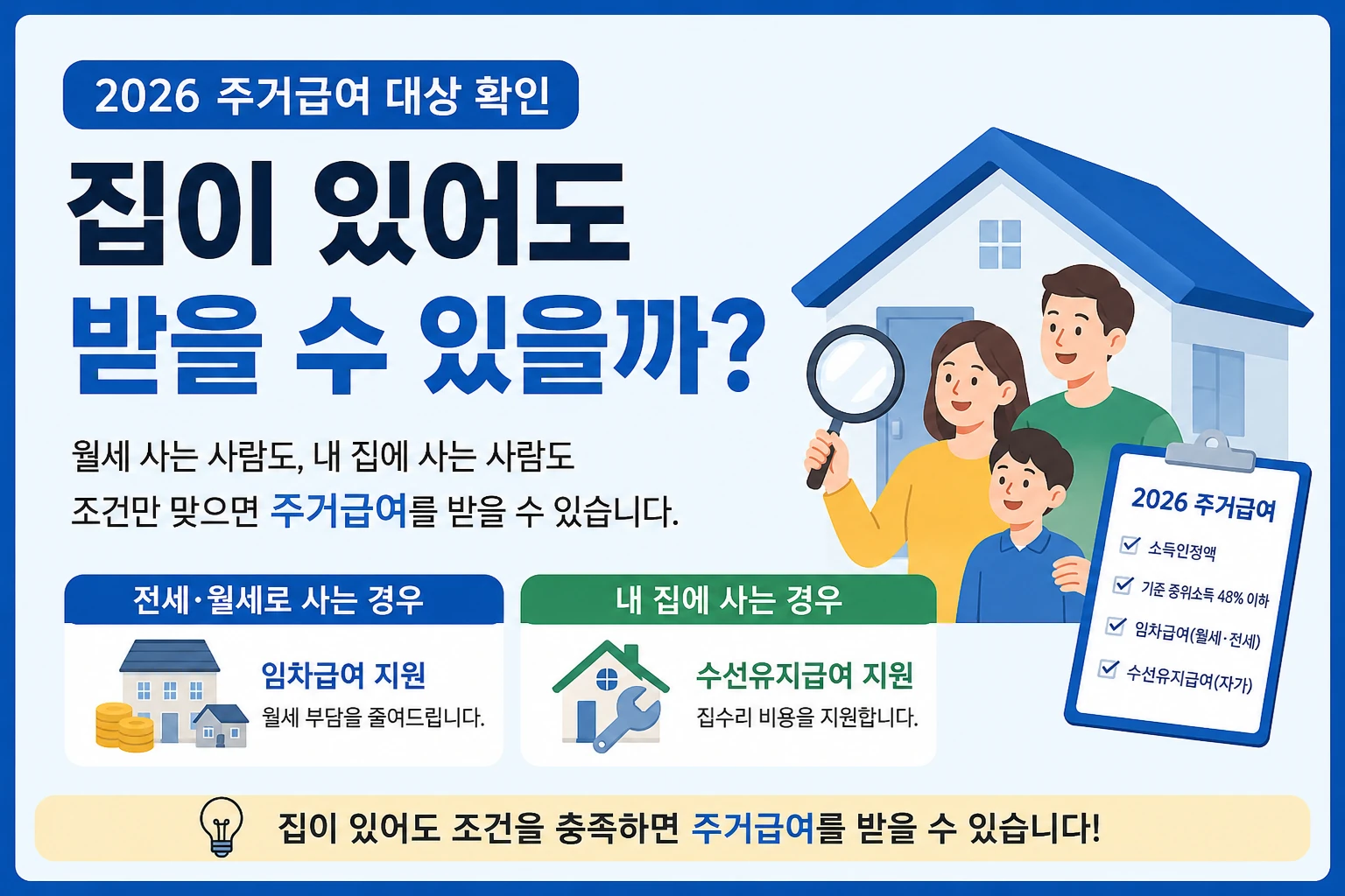 2026 주거급여 대상 확인과 집 있어도 받을 수 있는지 안내