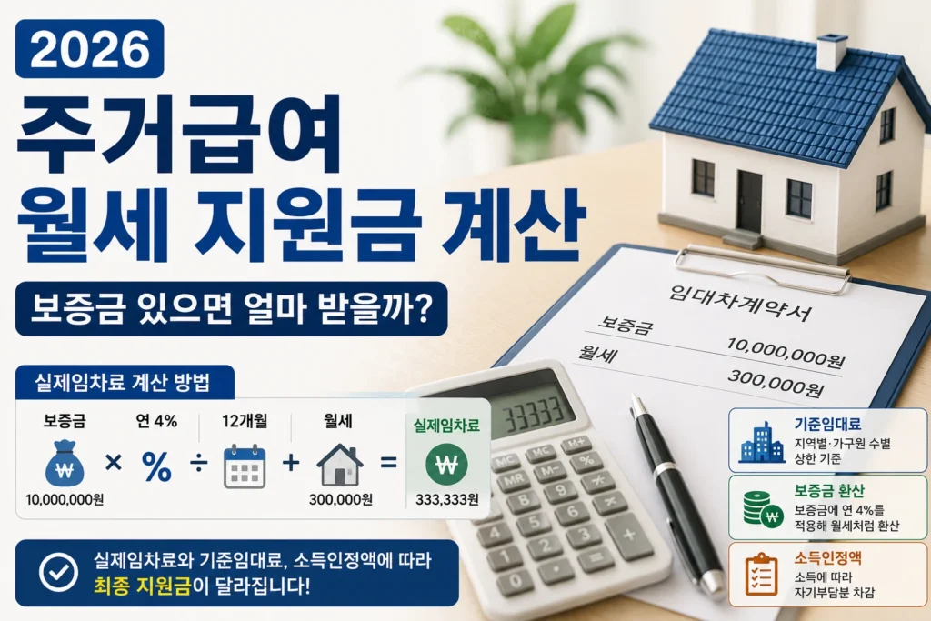 2026 주거급여 월세 지원금 계산과 보증금 환산 기준