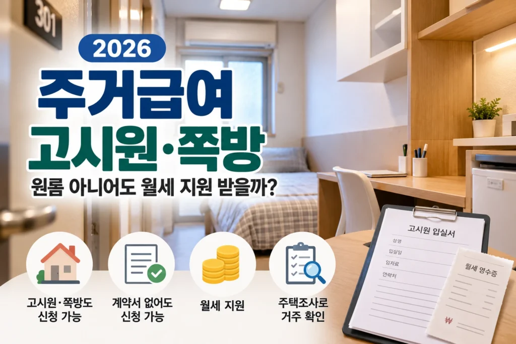 2026 주거급여 고시원 쪽방 월세 지원 조건