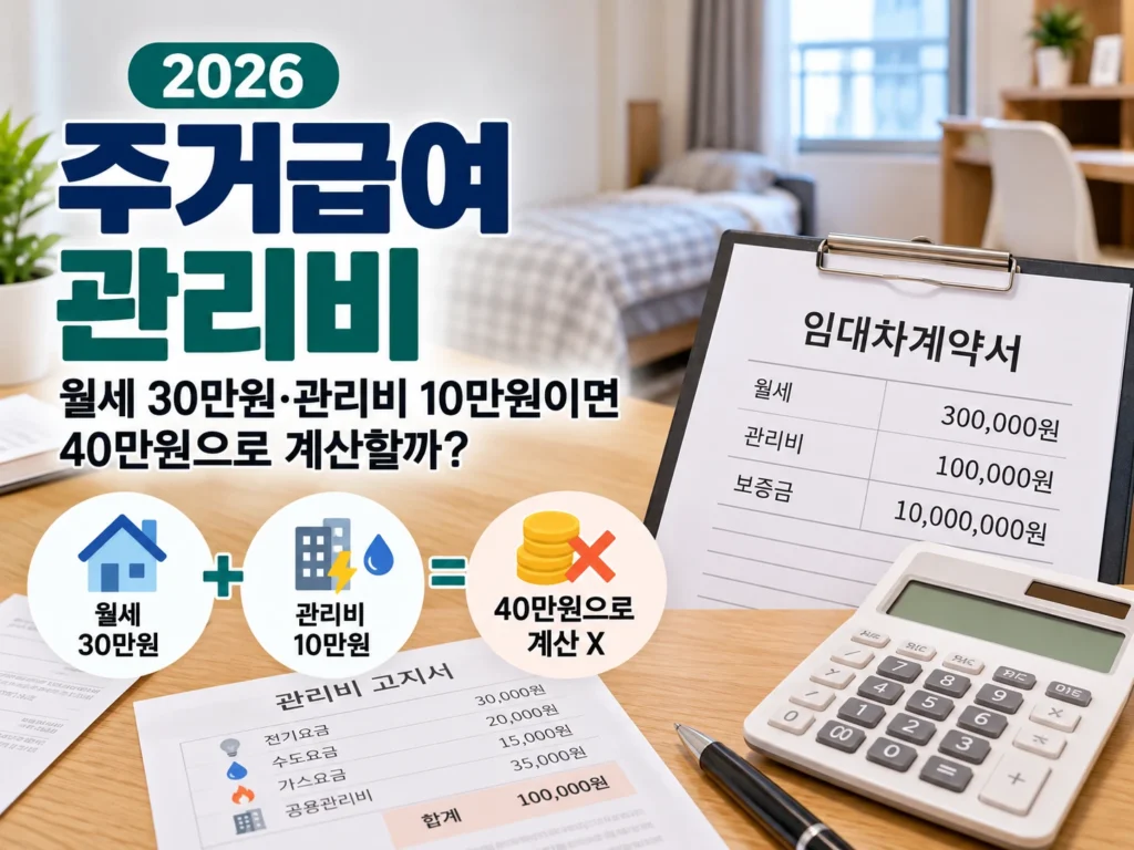 2026 주거급여 관리비 월세 실제임차료 계산