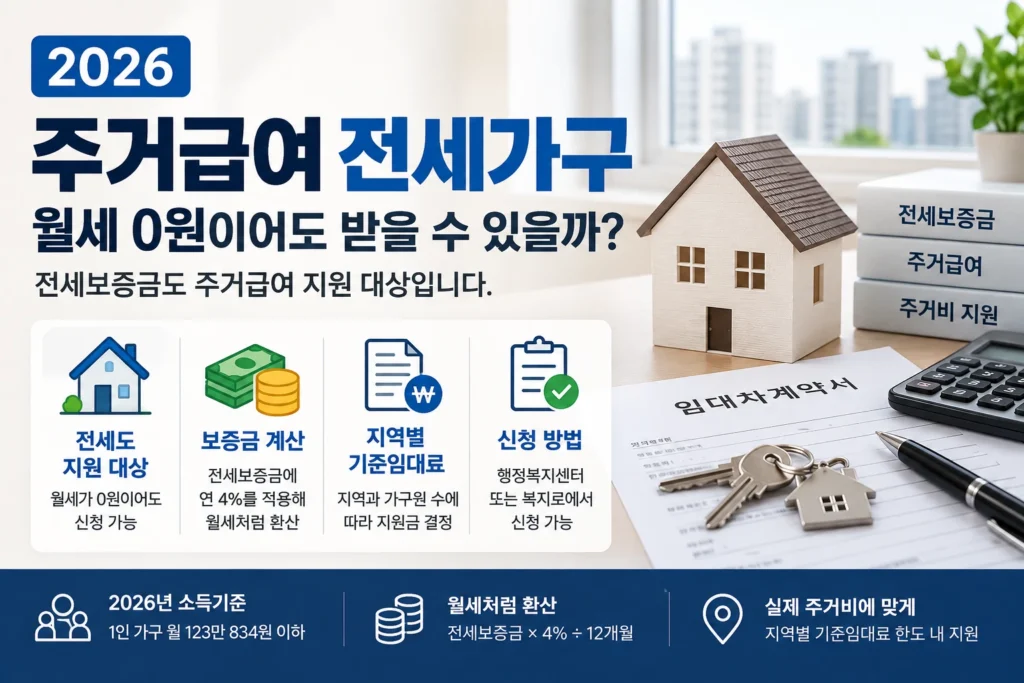 2026 주거급여 전세가구 월세 없이 보증금으로 받는 기준