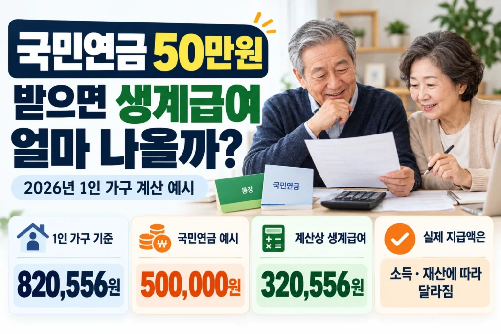 국민연금 50만원 생계급여 계산 방법