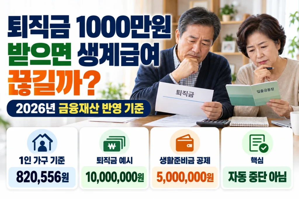 퇴직금 받으면 생계급여 중단 여부 확인 방법
